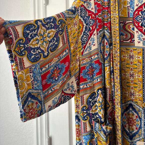 Haute Hippie Reversible Psychedelic Print Long Kimono Duster Caftan - Picture 4 of 5